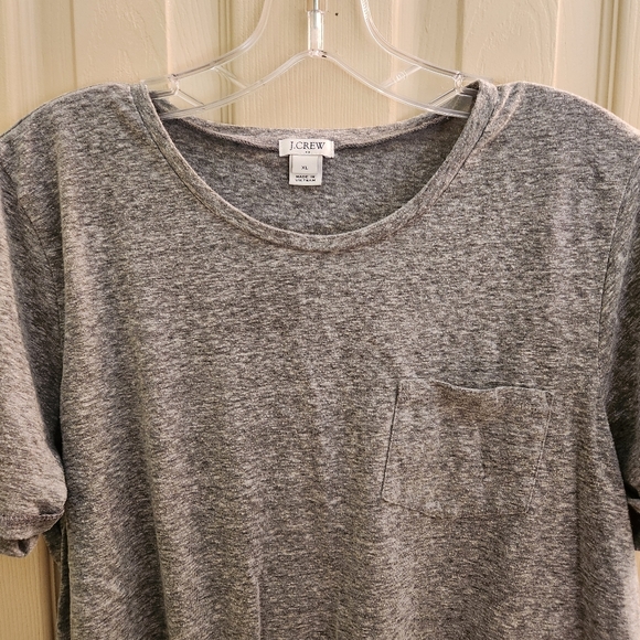 J Crew heather grey belly tie one pocket tshirt sz XL - Picture 6 of 9